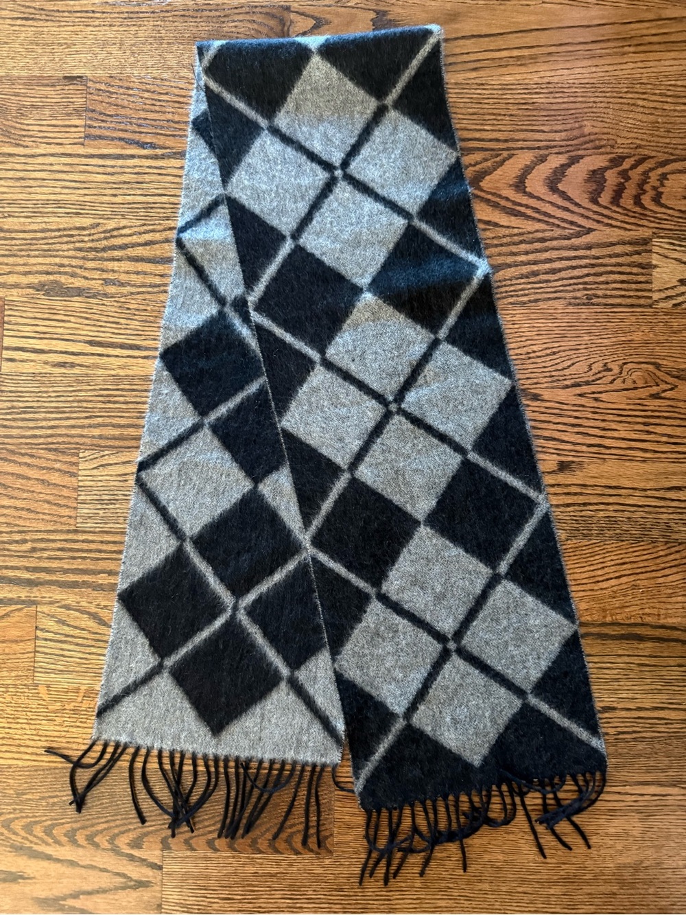 Charter Club black grey checkered cashmere scarf